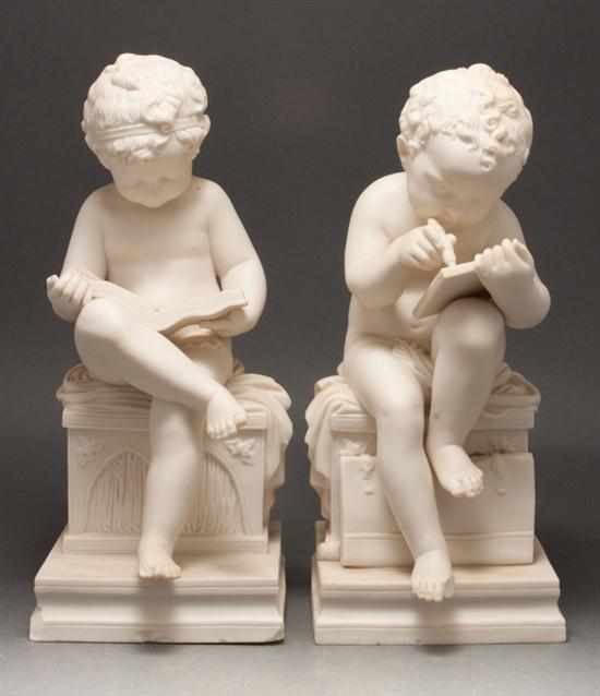 Appraisal: Pair of Continental probably French parianware figural bookends th century