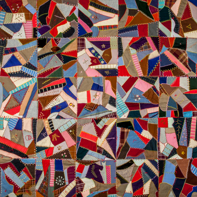 Appraisal: TWO AMERICAN CRAZY QUILTS x in and x in Estimate