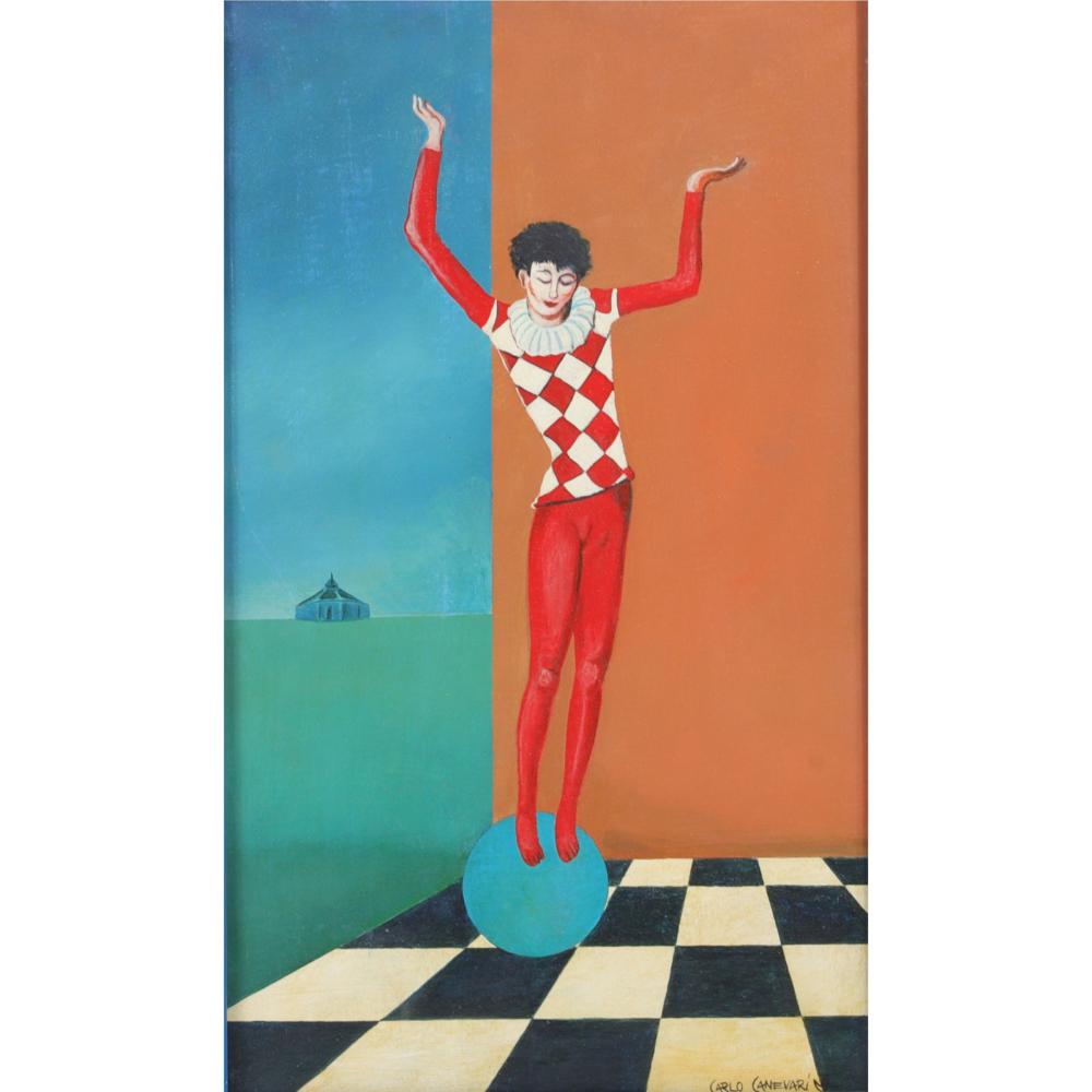 Appraisal: Carlo Canevari Italy - Circus Clown on Ball oil on