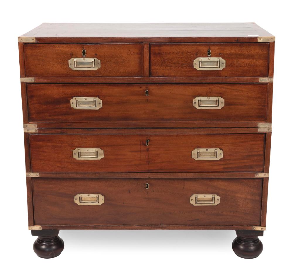 Appraisal: ENGLISH TWO-PART CAMPAIGN CHEST th Century In mahogany and camphorwood