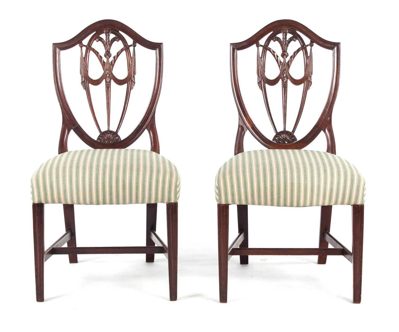 Appraisal: Pair of Centennial mahogany side chairs circa shield backs with