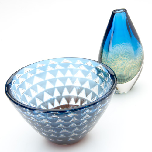 Appraisal: ORREFORS Two glass pieces Ariel bowl by Ingeborg Lundin and