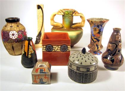 Appraisal: Collection of nine European majolica and earthenware vasescirca