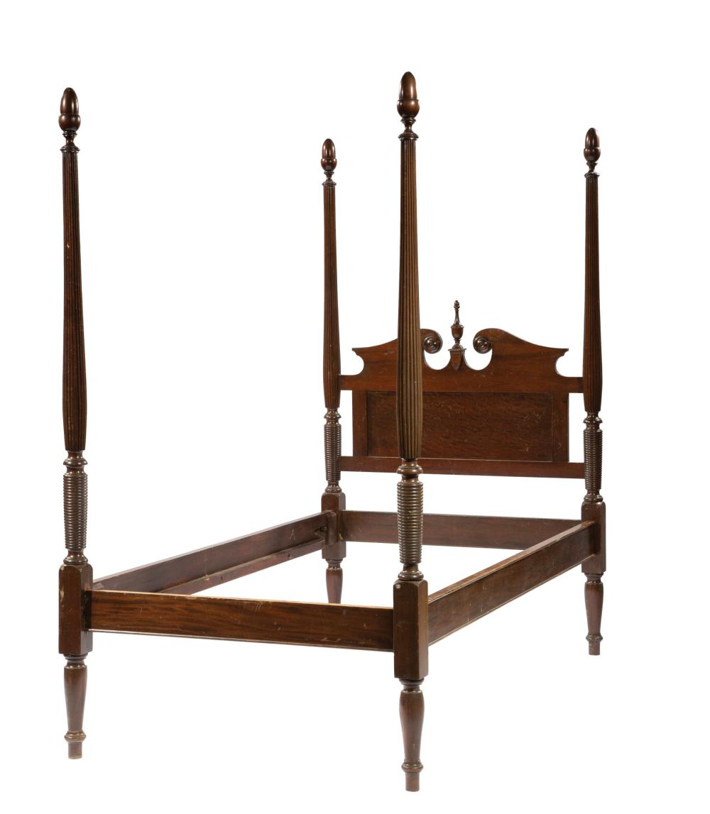 Appraisal: Pair of Antique American Carved Mahogany Single Beds in the