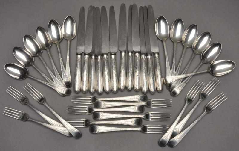 Appraisal: Set of English Silver Tableforks Tablespoons Hester Bateman London Old