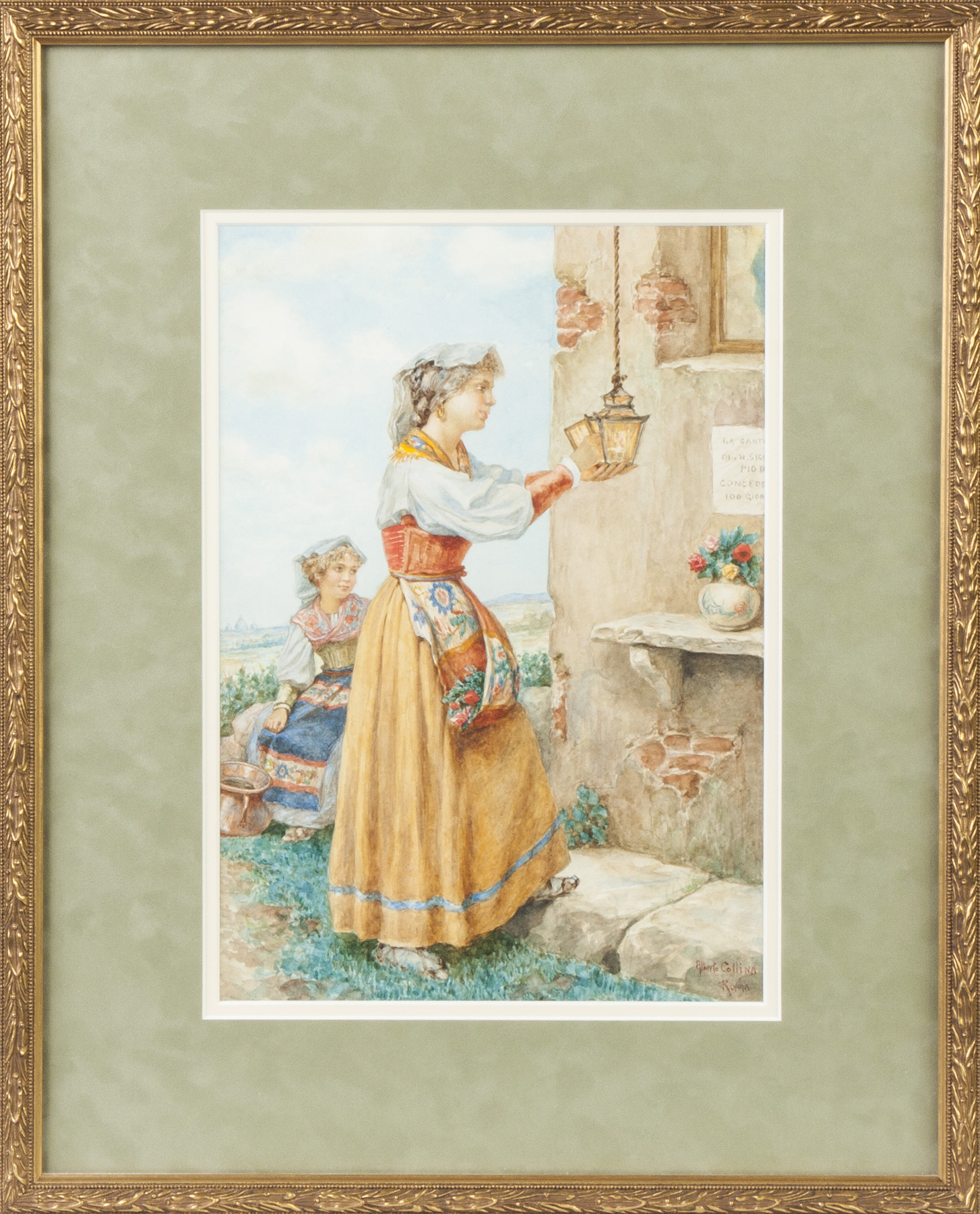 Appraisal: Two Watercolors Alberto Collina Italian th cent Women Sgn Alberto