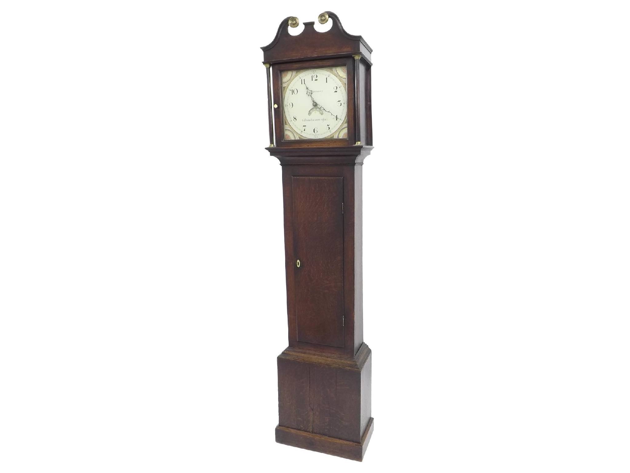 Appraisal: Oak thirty hour longcase clock the painted square dial signed