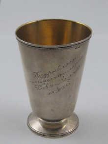 Appraisal: A Russian silver beaker mark TF Cyrillics Odessa circa cm