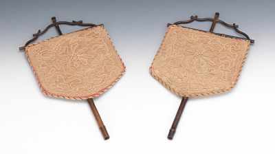 Appraisal: A Pair of Antique Personal Fire Screens At one time