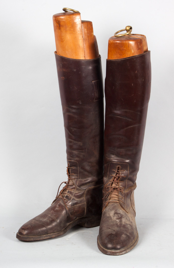 Appraisal: Pair of English leather riding boots brown leather boots with