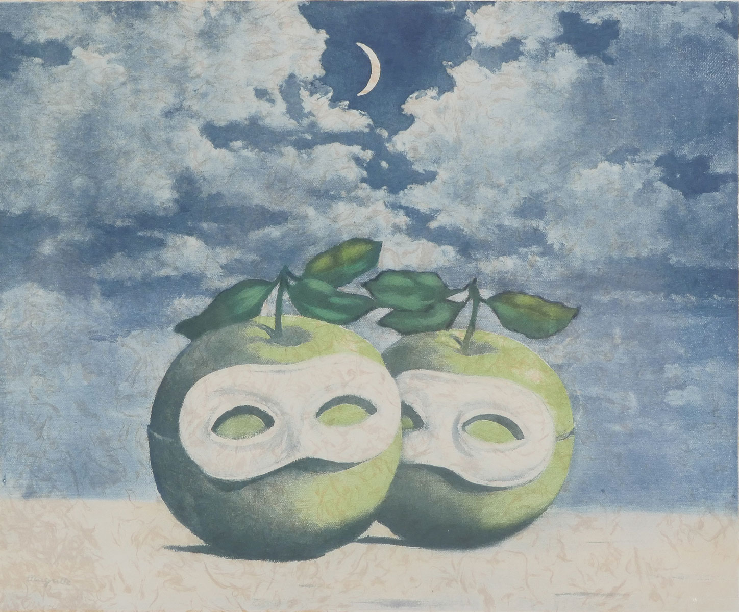 Appraisal: 'MASKED APPLES'' ARTIST PROOF LITHOGRAPH AFTER MAGRITTE Signed by Georgette