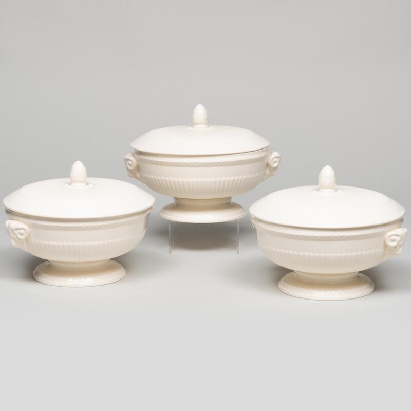 Appraisal: Set of Three Wedgwood Creamware Tureens in the 'Esme' Pattern