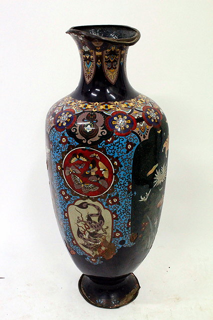 Appraisal: A LARGE ORIENTAL CLOISONNE VASE decorated with butterflies flowers and