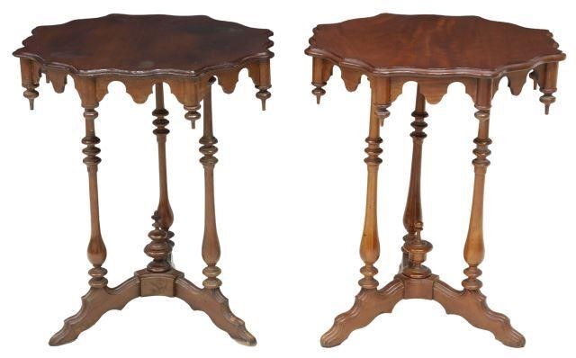 Appraisal: lot of Victorian mahogany lamp side tables c shaped top