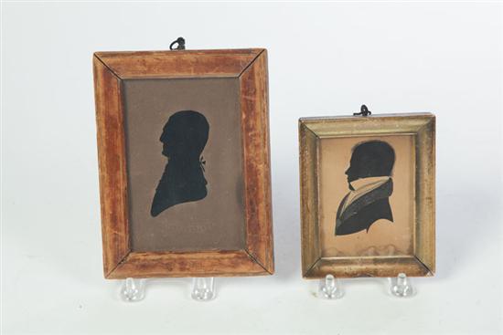 Appraisal: TWO SILHOUETTES American st half- th century Hollow cut portraits