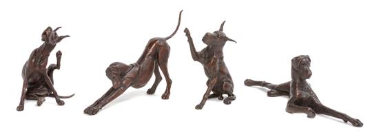 Appraisal: Sale Lot Four Bronze Figures of Dogs Louise M Peterson