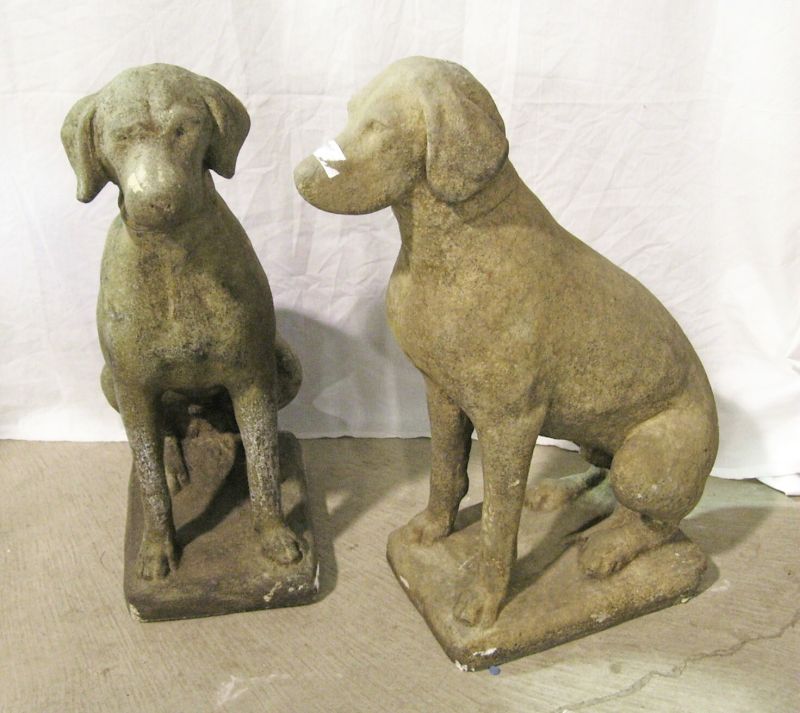 Appraisal: Pair Concrete Garden Dogs Measures high Manufactured in the late