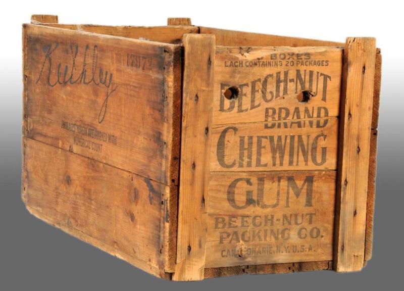 Appraisal: Wooden Beech-Nut Gum Packing Crate Description Two holes on either