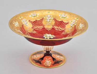 Appraisal: A Venetian Glass Ruby Centerpiece Deep tapered form with a