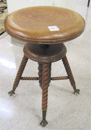 Appraisal: AN OAK PIANO STOOL The Charles Parker Co Meriden Ct