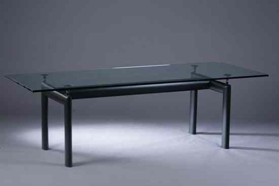 Appraisal: LE CORBUSIER BLACK-ENAMEL LC DINING TABLE Designed by Charles- douard