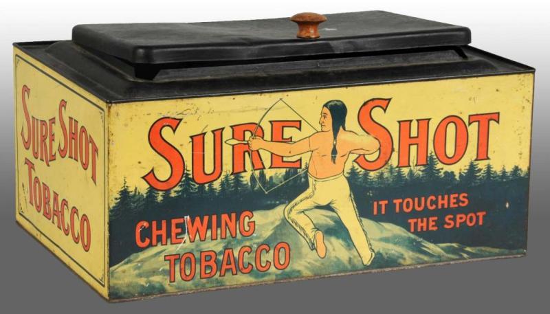 Appraisal: Sure Shot Store Tobacco Bin Description Nice looking tin with