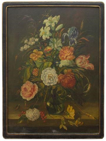 Appraisal: Large painting on wood panel having gilt painted trim depicting