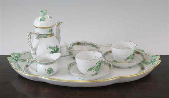 Appraisal: A Herend Green Chinese Bouquet pattern cabaret set for two