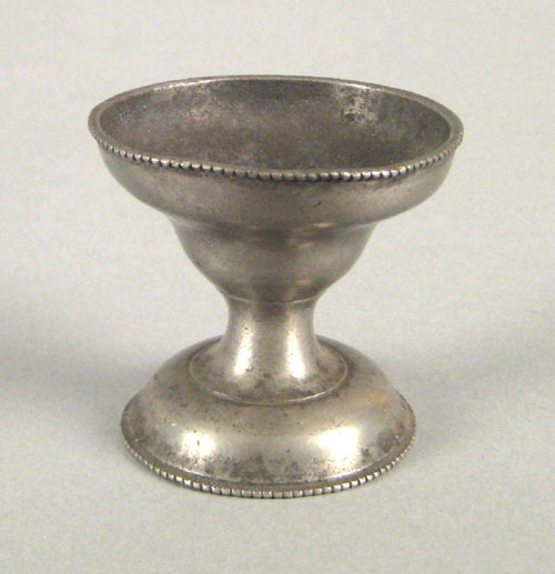 Appraisal: Philadelphia footed pewter salt late th c with beaded borders