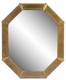 Appraisal: Hollywood Regency Style Octagonal Brass Mirror Indian circa s A