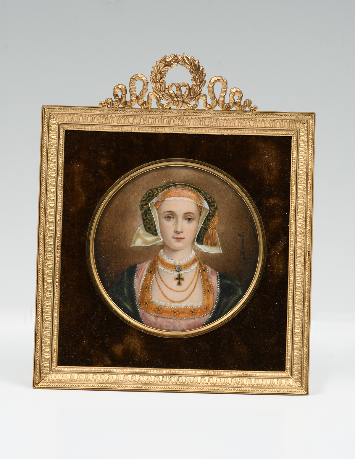 Appraisal: FINE PORTRAIT PAINTING OF YOUNG BEAUTY IN A HEADDRESS Queen