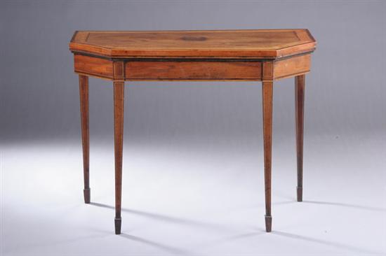 Appraisal: GEORGE III REGENCY MIXED WOOD CARD TABLE late th century