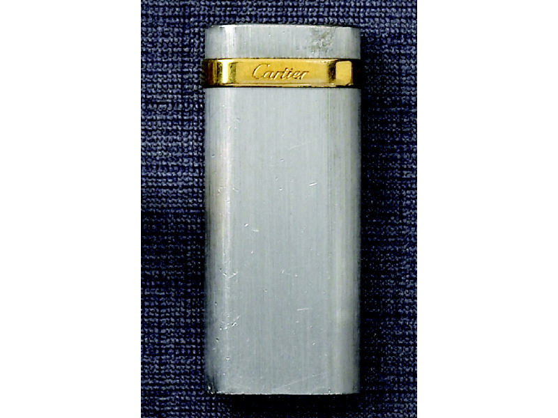 Appraisal: CARTIER PARIS LIGHTER Brushed stainless steel lighter with gold plated