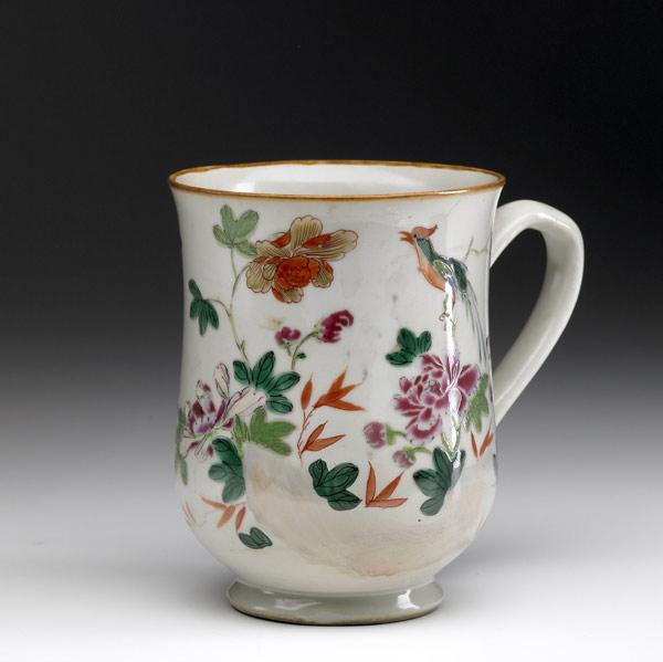 Appraisal: CHINESE EXPORT Cider mug with floral decoration ca - x