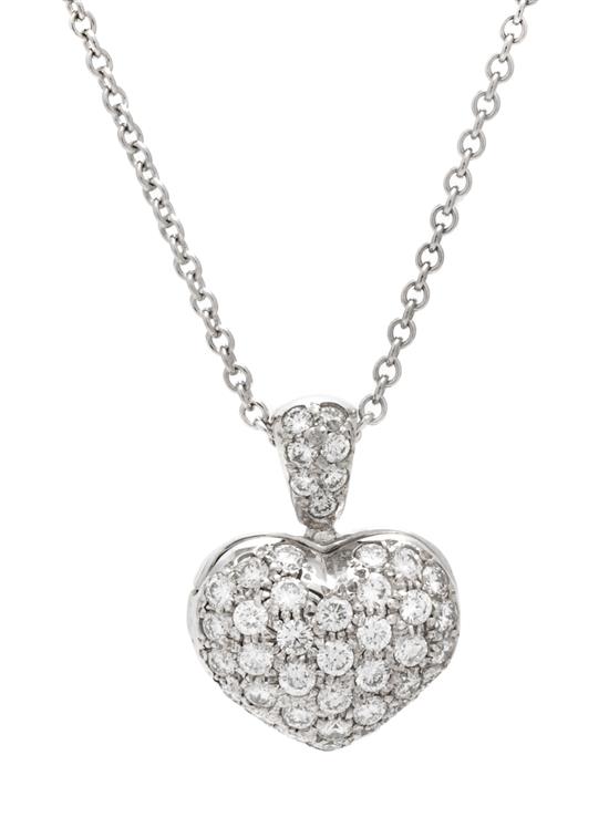 Appraisal: Sale Lot A Karat White Gold and Diamond Heart Locket