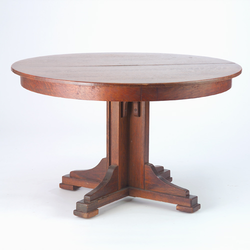 Appraisal: LIMBERT Pedestal dining table no with circular top cross base