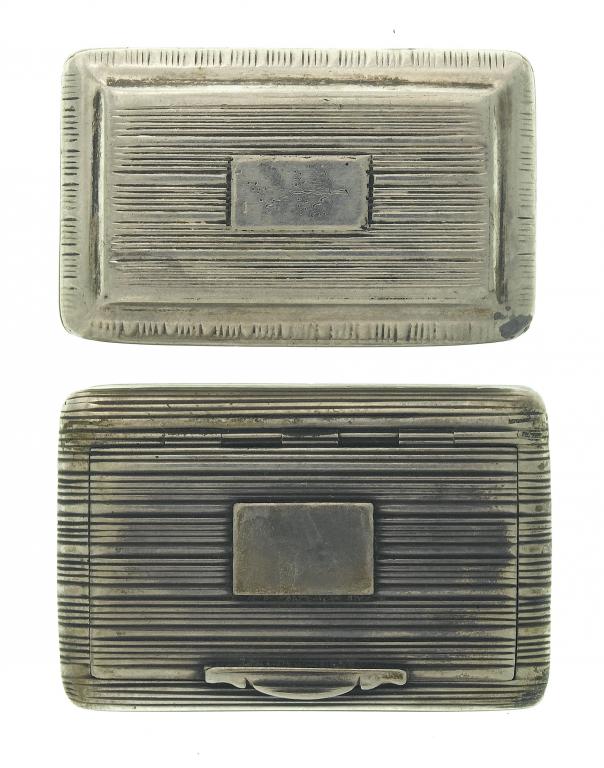 Appraisal: TWO GEORGE III AND GEORGE IV SILVER SNUFF BOXES one