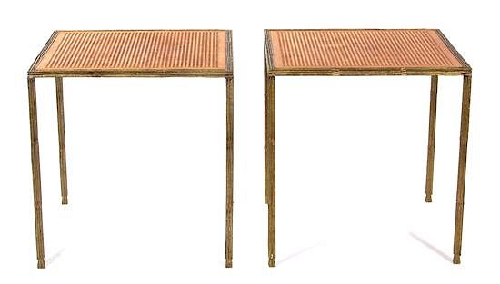 Appraisal: A Pair of Contemporary Gilt Bronze Side Tables A Pair