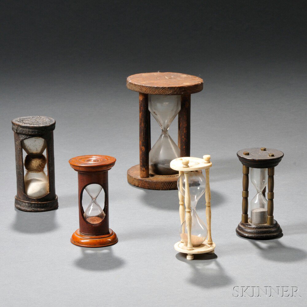 Appraisal: Five Small Hourglasses America and Europe th to th century