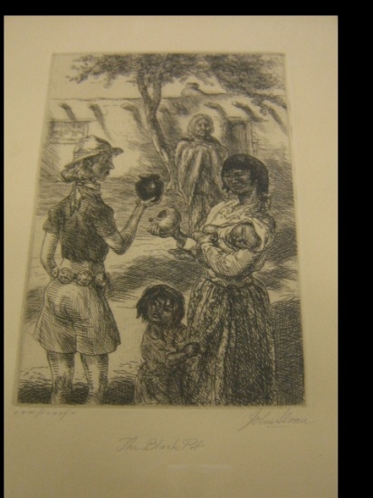 Appraisal: JOHN SLOAN The Black Pot Etching x mm x inches