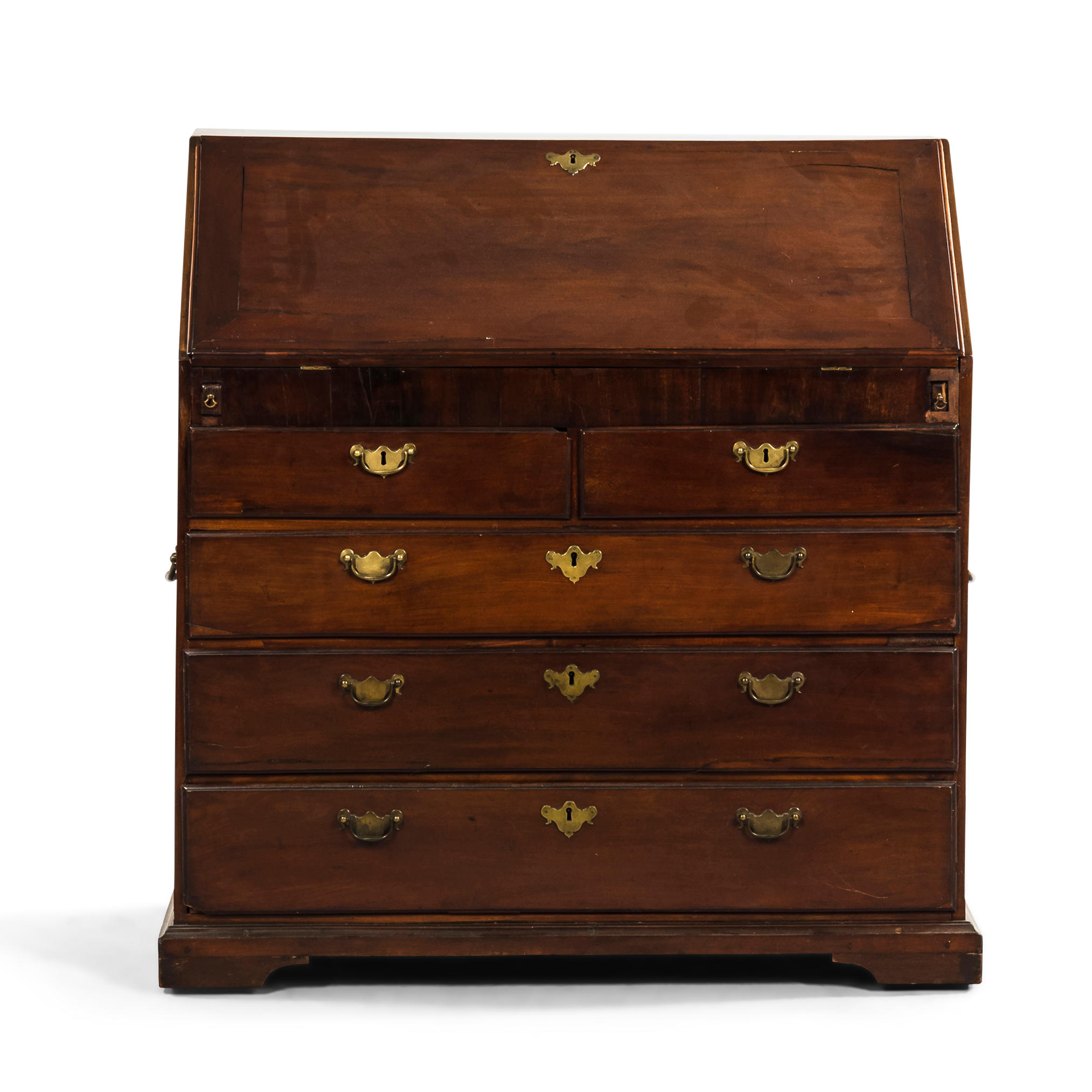 Appraisal: GEORGE III MAHOGANY SLANT-LID DESK two drawers over three drawers