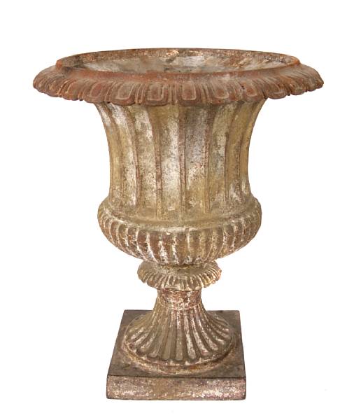 Appraisal: A Neoclassical style campana form cast iron urn height in