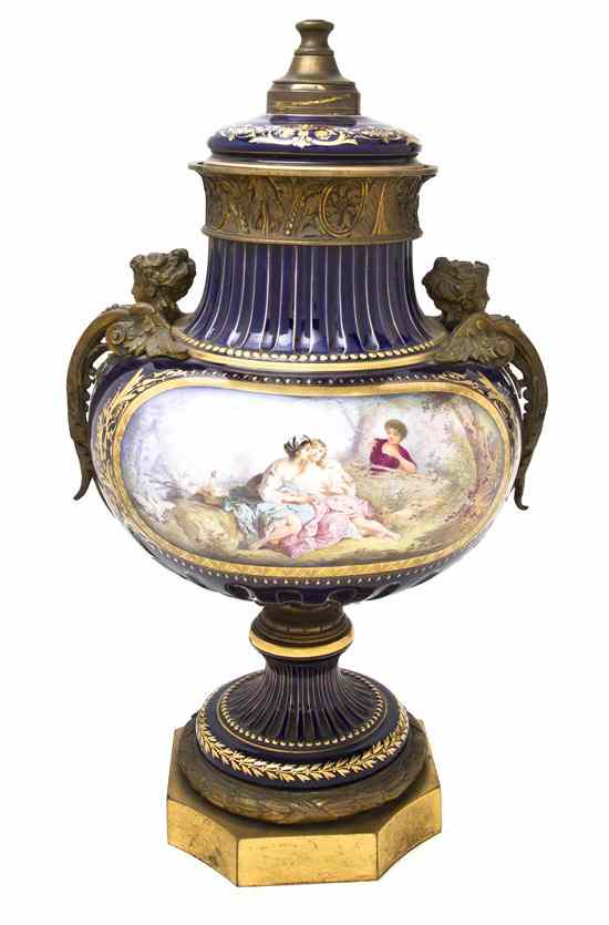 Appraisal: A Sevres Style Gilt Bronze Mounted Urn decorated with figures