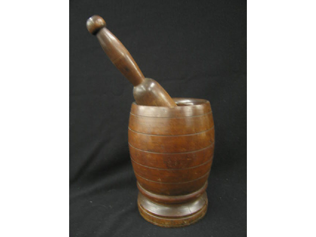 Appraisal: Early Wooden Mortar Pestle