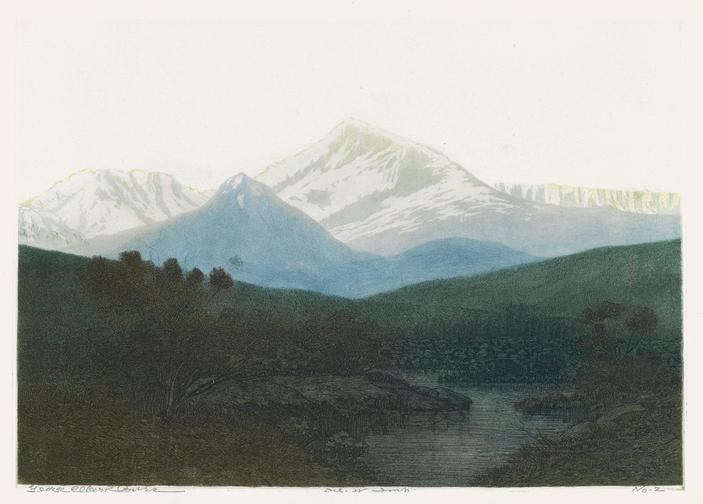 Appraisal: GEORGE ELBERT BURR Mt Byers Colorado Color etching and aquatint