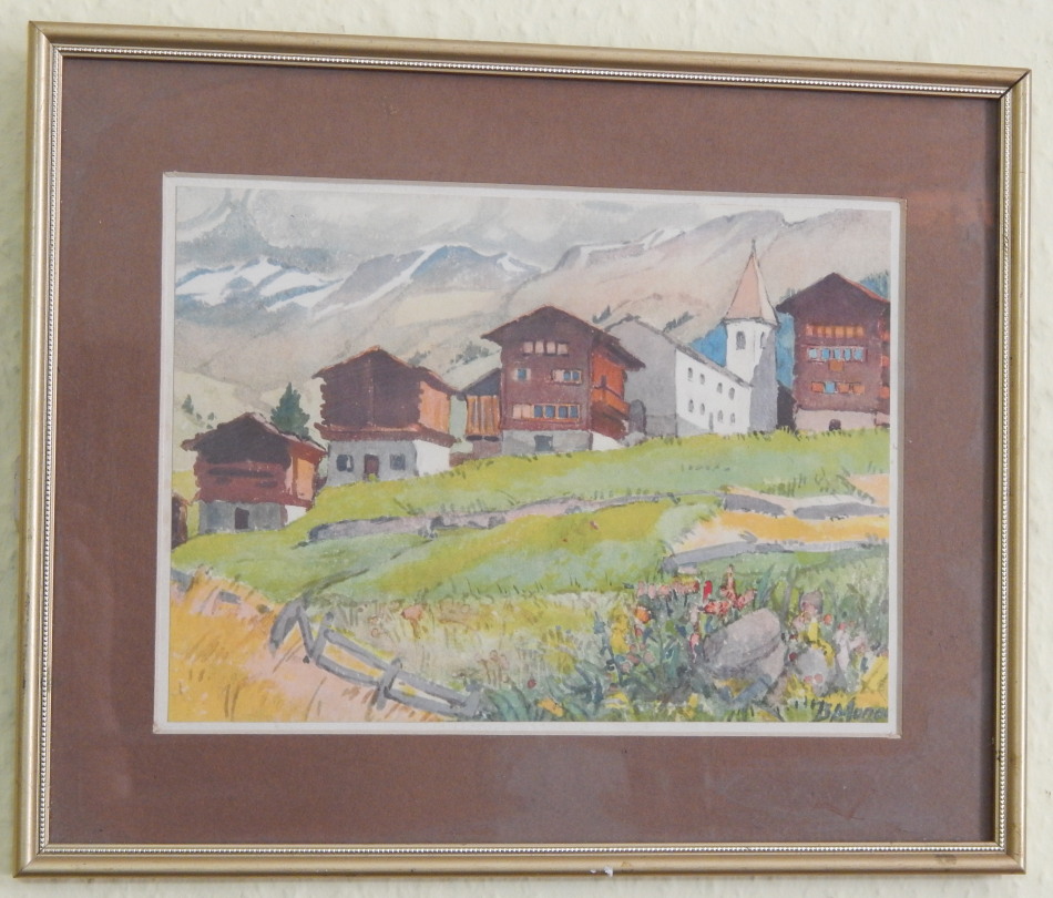 Appraisal: B Moner thC Alpine landscape watercolour signed cm x cm