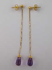 Appraisal: A pair of yellow metal tests carat gold amethyst pendant