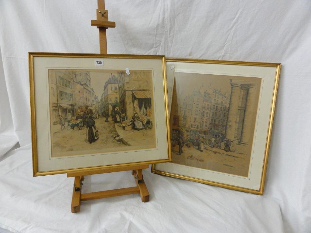 Appraisal: Two early th century coloured lithographs of continental market scenes