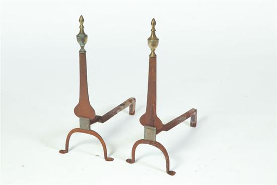 Appraisal: PAIR OF KNIFE BLADE ANDIRONS American early th century wrought