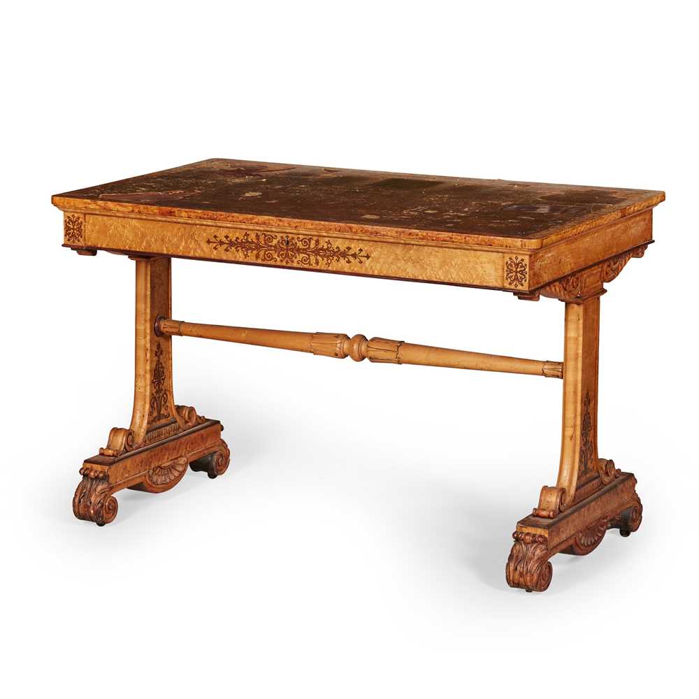 Appraisal: WILLIAM IV BIRD'S EYE MAPLE AND AMARANTH LIBRARY TABLE SECOND